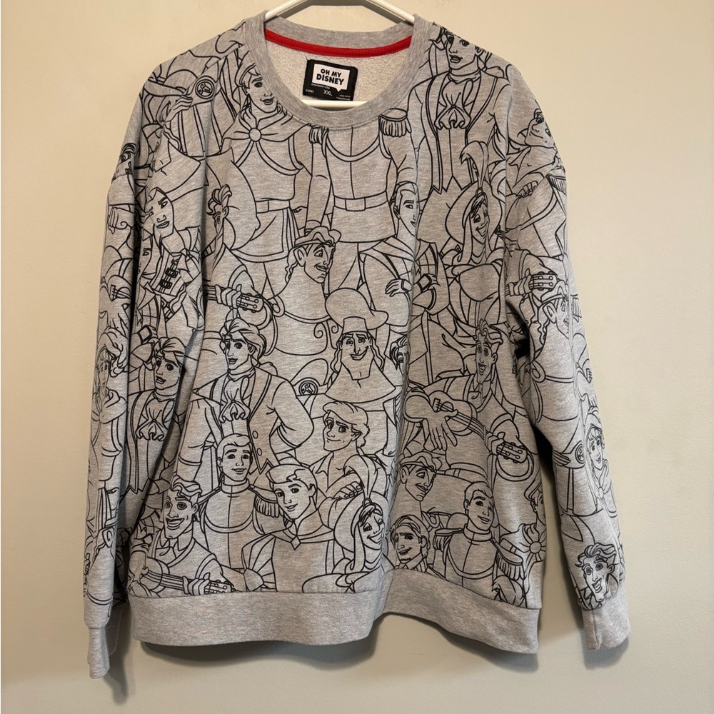 Disney Gray Prince Character Print Crewneck